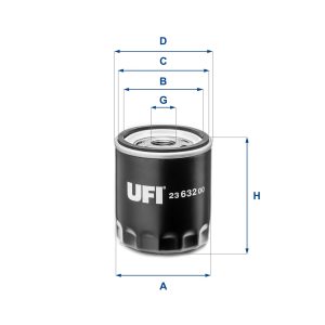 UFI 23.632.00 Filtro Olio per Auto, Filtro Avvitamento